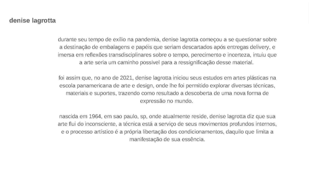 Obra de Denise Homem de Mello Lagrotta